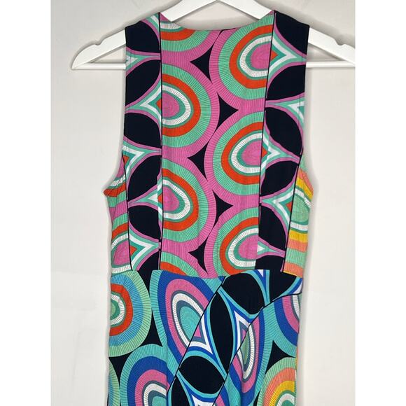 Anthropologie Kenzie Geometric Print Asymmetrical Midi Dress Multi Women's US 4 - Picture 10 of 12